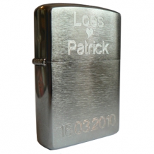 Zippo regular chroom brush finish inclusief graveren